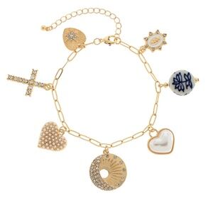 Ceramic & Heart Multi Charm Bracelet